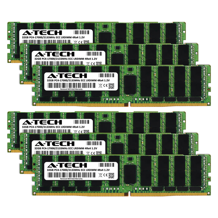 192GB Kit (6 x 32GB) 4Rx4 DDR4-2133 PC4-17000L LRDIMM ECC Load Reduced 1.2V 288-Pin Server Memory RAM