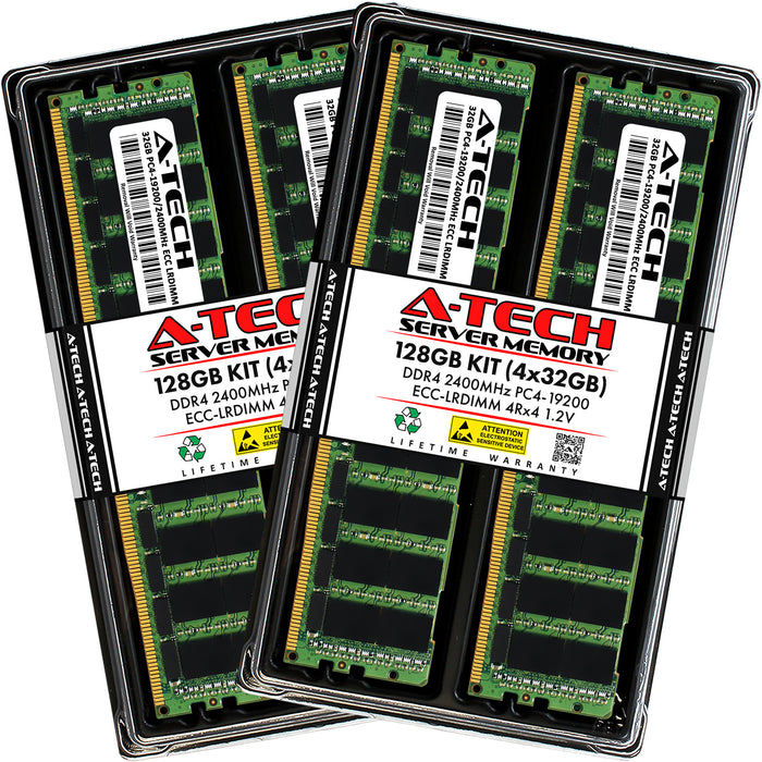 128GB Kit (4 x 32GB) 4Rx4 DDR4-2400 PC4-19200L LRDIMM ECC Load Reduced 1.2V 288-Pin Server Memory RAM