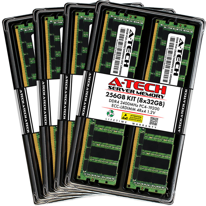 256GB Kit (8 x 32GB) 4Rx4 DDR4-2400 PC4-19200L LRDIMM ECC Load Reduced 1.2V 288-Pin Server Memory RAM