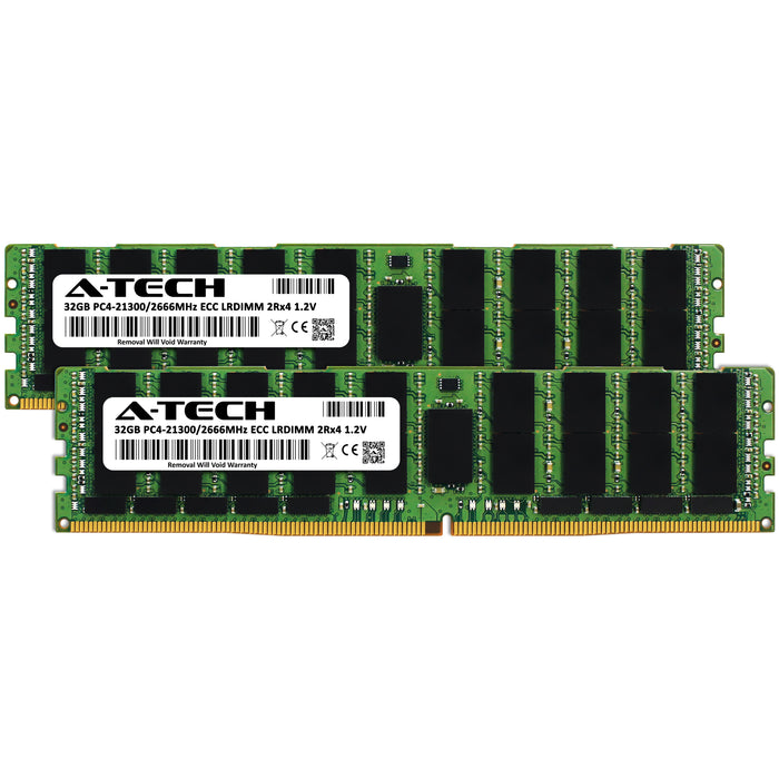 64GB Kit (2 x 32GB) 2Rx4 DDR4-2666 PC4-21300L LRDIMM ECC Load Reduced 1.2V 288-Pin Server Memory RAM