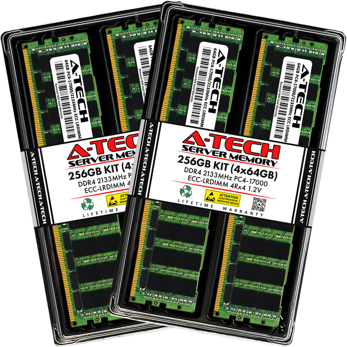256GB Kit (4 x 64GB) 4Rx4 DDR4-2133 PC4-17000L LRDIMM ECC Load Reduced 1.2V 288-Pin Server Memory RAM
