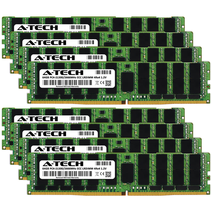 512GB Kit (8 x 64GB) 4Rx4 DDR4-2666 PC4-21300L LRDIMM ECC Load Reduced 1.2V 288-Pin Server Memory RAM