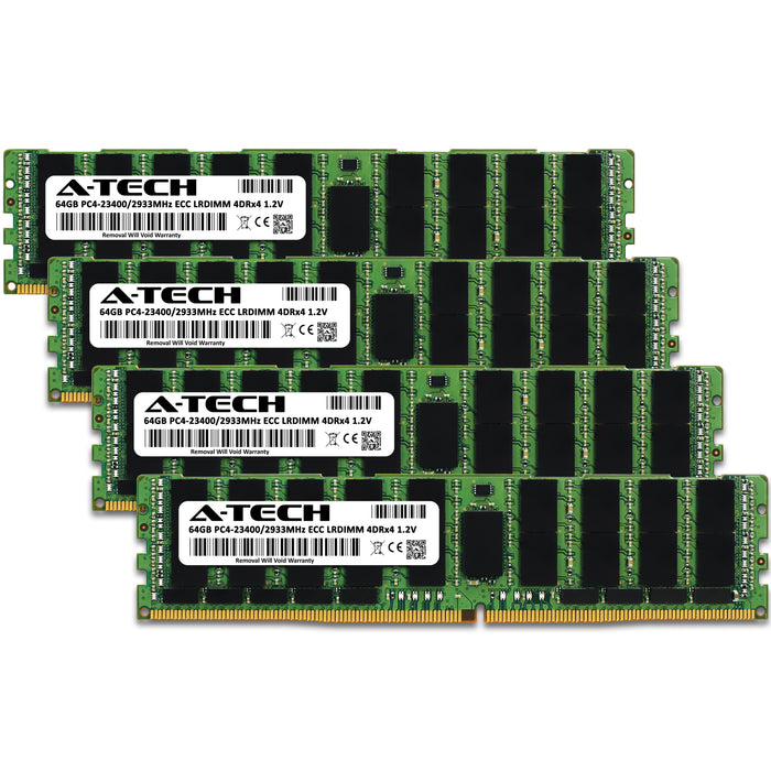 256GB Kit (4 x 64GB) 4Rx4 DDR4-2933 PC4-23400L LRDIMM ECC Load Reduced 1.2V 288-Pin Server Memory RAM