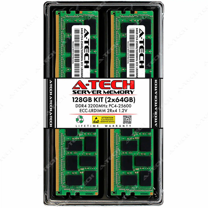 A-Tech 128GB (2x64GB) 2Rx4 PC4-25600 DDR4 3200MHz ECC LRDIMM Load Reduced DIMM Dual Rank Server RAM Memory Upgrade Kit