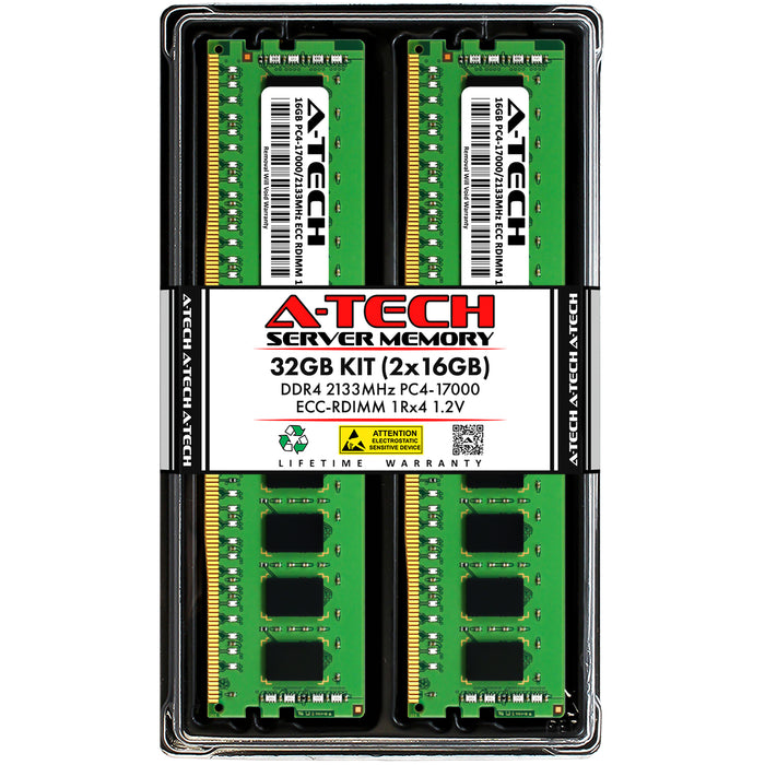 32GB Kit (2 x 16GB) 1Rx4 DDR4-2133 PC4-17000R RDIMM ECC Registered 1.2V 288-Pin Server Memory RAM