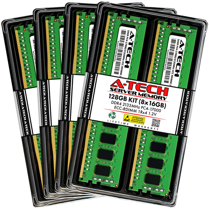 128GB Kit (8 x 16GB) 1Rx4 DDR4-2133 PC4-17000R RDIMM ECC Registered 1.2V 288-Pin Server Memory RAM