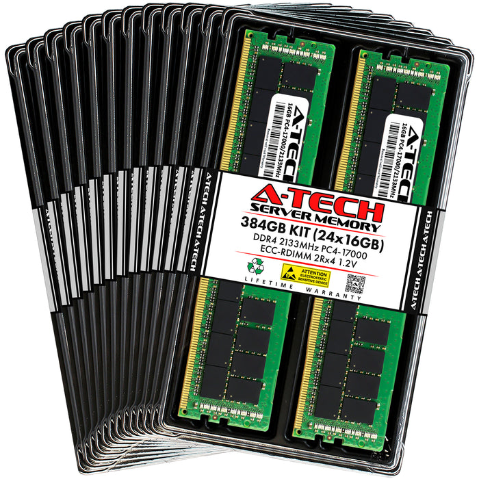 384GB Kit (24 x 16GB) 2Rx4 DDR4-2133 PC4-17000R RDIMM ECC Registered 1.2V 288-Pin Server Memory RAM