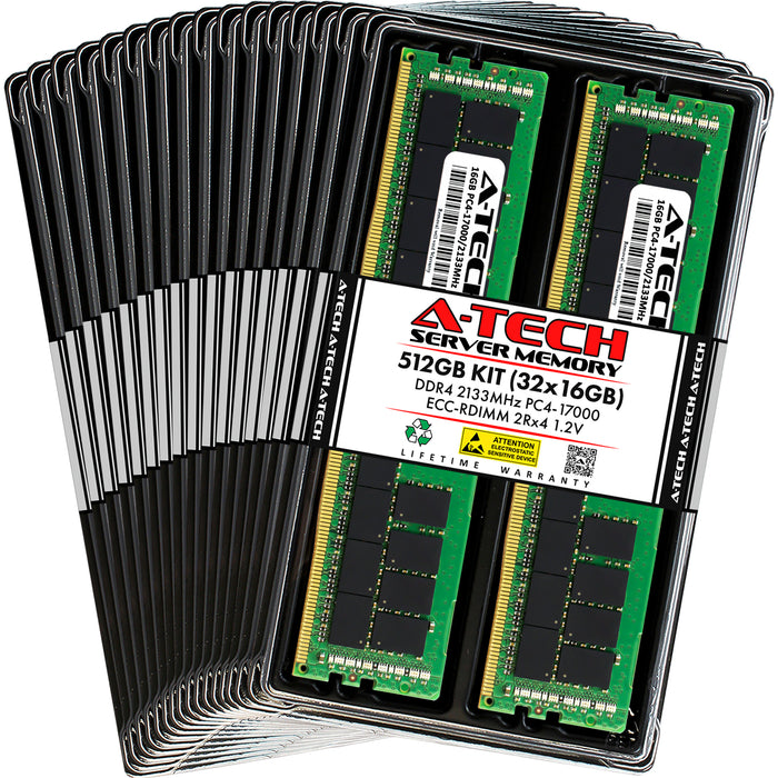 512GB Kit (32 x 16GB) 2Rx4 DDR4-2133 PC4-17000R RDIMM ECC Registered 1.2V 288-Pin Server Memory RAM