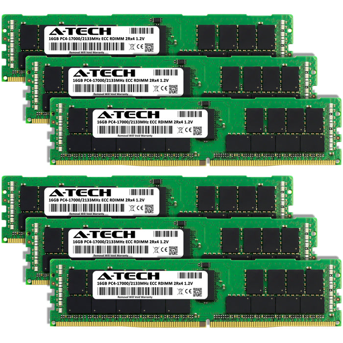 96GB Kit (6 x 16GB) 2Rx4 DDR4-2133 PC4-17000R RDIMM ECC Registered 1.2V 288-Pin Server Memory RAM