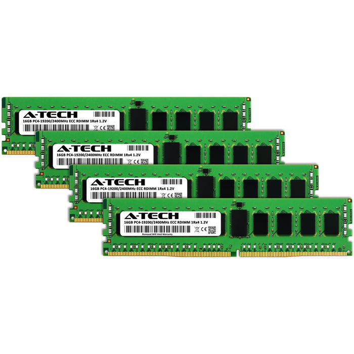 64GB Kit (4 x 16GB) 1Rx4 DDR4-2400 PC4-19200R RDIMM ECC Registered 1.2V 288-Pin Server Memory RAM