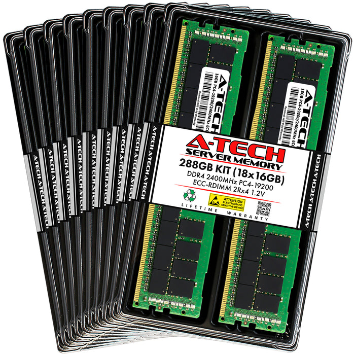 288GB Kit (18 x 16GB) 2Rx4 DDR4-2400 PC4-19200R RDIMM ECC Registered 1.2V 288-Pin Server Memory RAM