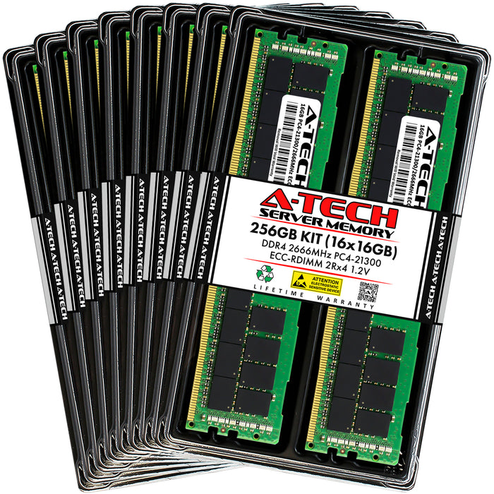 256GB Kit (16 x 16GB) 2Rx4 DDR4-2666 PC4-21300R RDIMM ECC Registered 1.2V 288-Pin Server Memory RAM