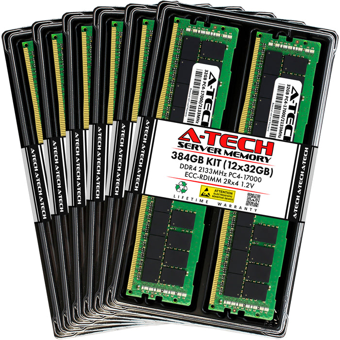 384GB Kit (12 x 32GB) 2Rx4 DDR4-2133 PC4-17000R RDIMM ECC Registered 1.2V 288-Pin Server Memory RAM