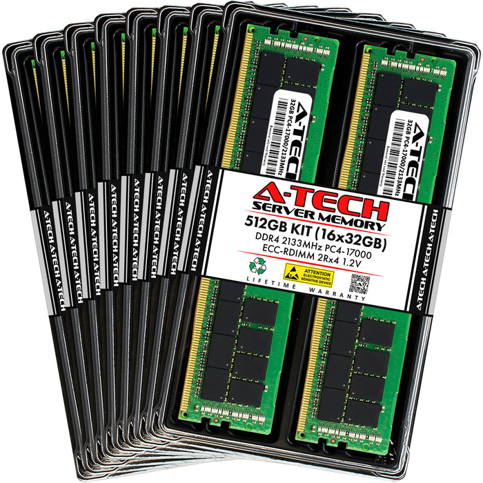 512GB Kit (16 x 32GB) 2Rx4 DDR4-2133 PC4-17000R RDIMM ECC Registered 1.2V 288-Pin Server Memory RAM
