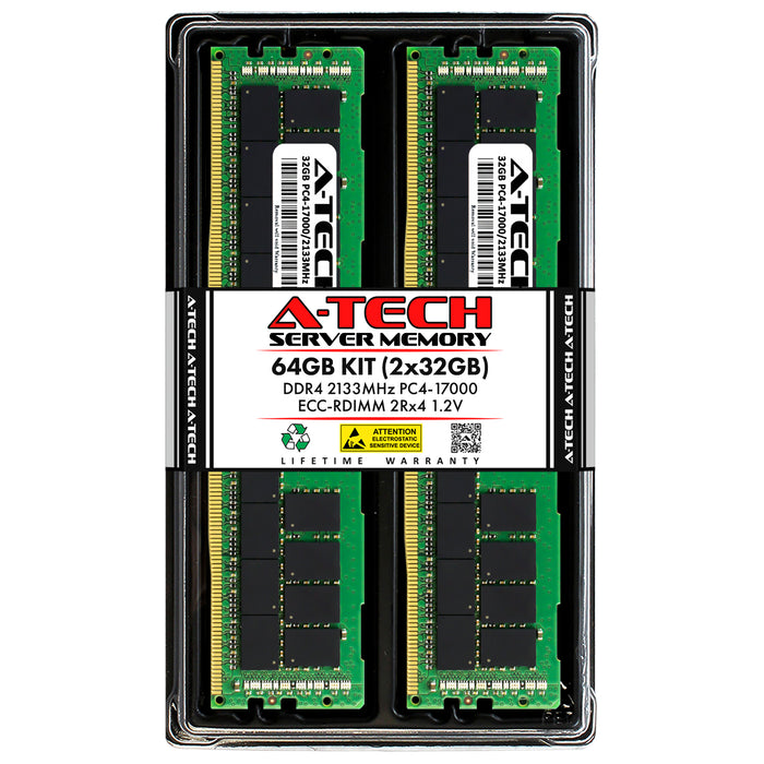 64GB Kit (2 x 32GB) 2Rx4 DDR4-2133 PC4-17000R RDIMM ECC Registered 1.2V 288-Pin Server Memory RAM