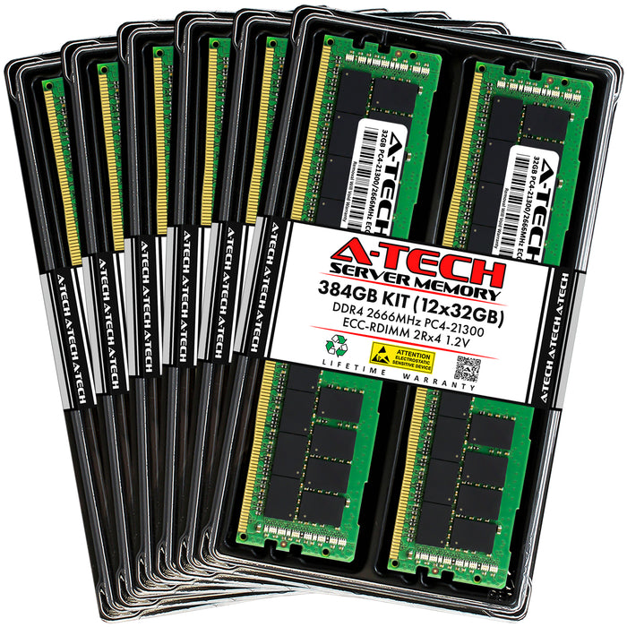 384GB Kit (12 x 32GB) 2Rx4 DDR4-2666 PC4-21300R RDIMM ECC Registered 1.2V 288-Pin Server Memory RAM