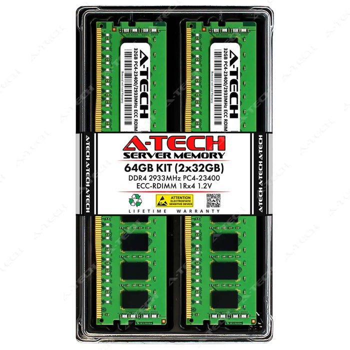 A-Tech 64GB (2x32GB) 1Rx4 PC4-23400 DDR4 2933MHz ECC RDIMM Registered DIMM Single Rank Server RAM Memory Upgrade Kit