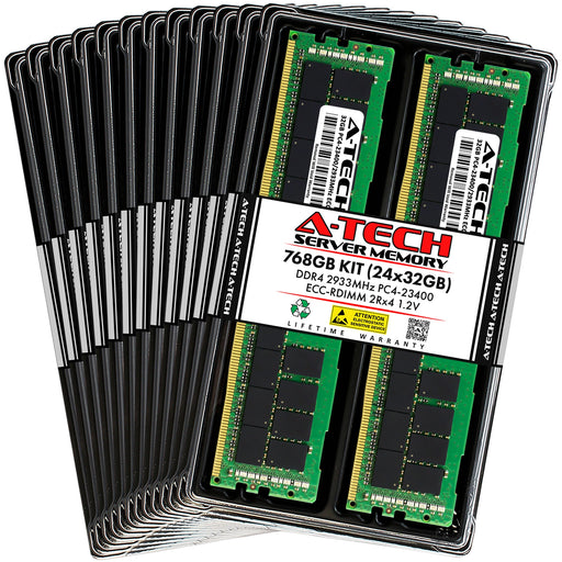 768GB Kit (24 x 32GB) 2Rx4 DDR4-2933 PC4-23400R RDIMM ECC Registered 1.2V 288-Pin Server Memory RAM