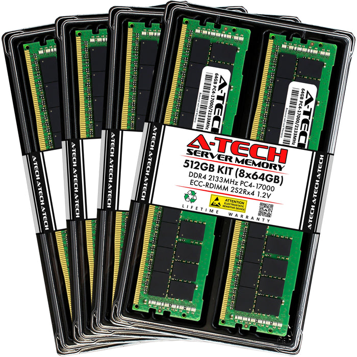 A-Tech 512GB (8x64GB) 2S2Rx4 PC4-17000 DDR4 2133MHz ECC RDIMM Registered DIMM 3DS Quad Rank Server RAM Memory Upgrade Kit