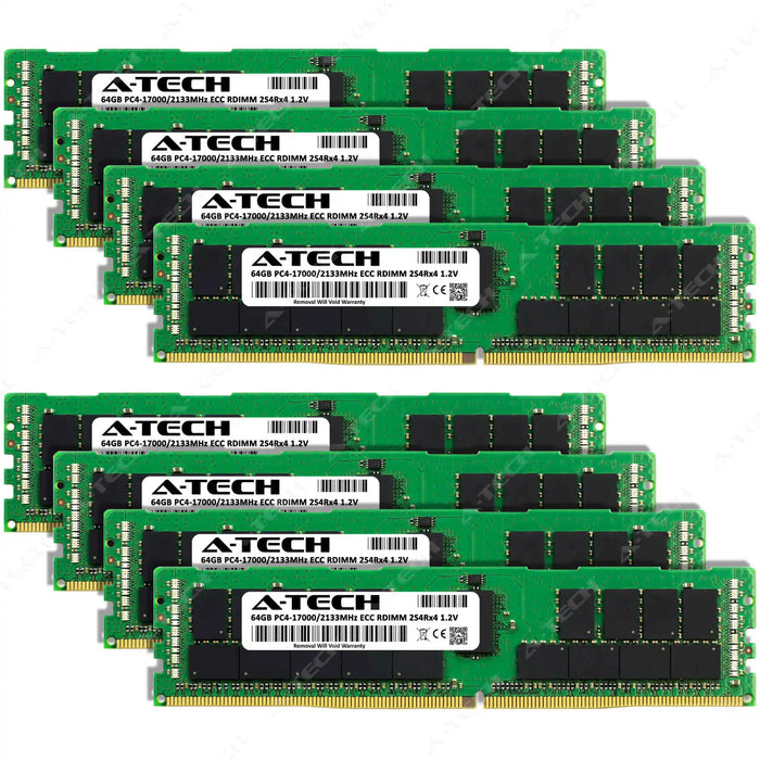 A-Tech 512GB (8x64GB) 2S4Rx4 PC4-17000 DDR4 2133MHz ECC RDIMM Registered DIMM 3DS Octal Rank Server RAM Memory Upgrade Kit