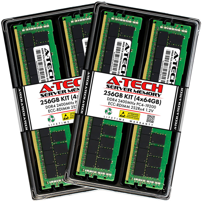 Supermicro SUPER X11SDW-16C-TP13F+ Memory RAM | 256GB Kit (4x64GB) 2S2rx4 DDR4 2400MHz (PC4-19200) RDIMM