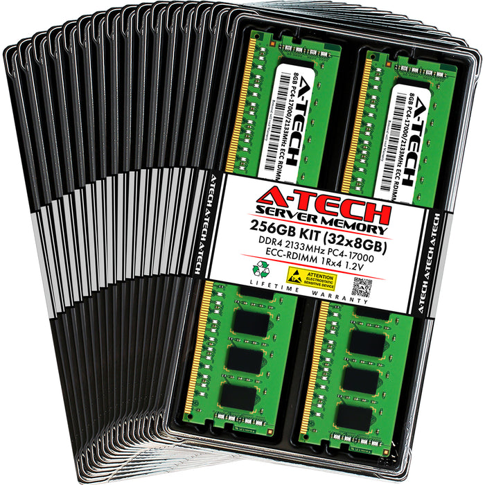 256GB Kit (32 x 8GB) 1Rx4 DDR4-2133 PC4-17000R RDIMM ECC Registered 1.2V 288-Pin Server Memory RAM