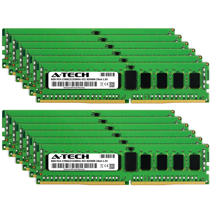 96GB Kit (12 x 8GB) 1Rx4 DDR4-2133 PC4-17000R RDIMM ECC Registered 1.2V 288-Pin Server Memory RAM