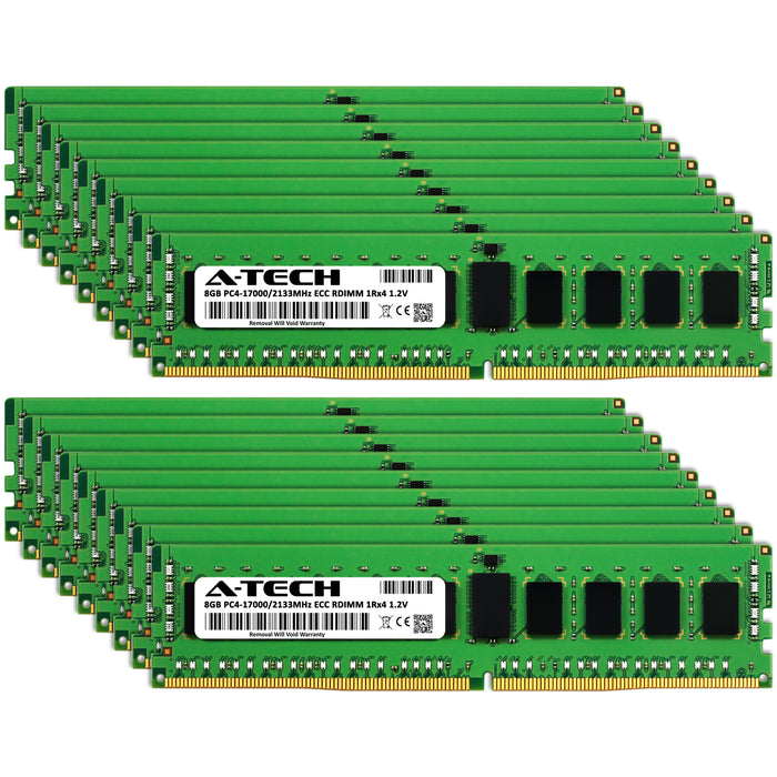 144GB Kit (18 x 8GB) 1Rx4 DDR4-2133 PC4-17000R RDIMM ECC Registered 1.2V 288-Pin Server Memory RAM