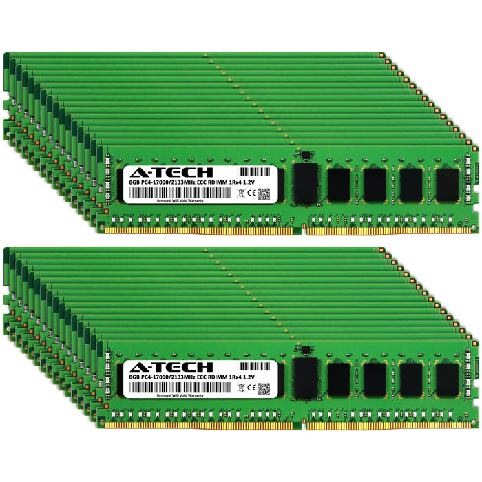 256GB Kit (32 x 8GB) 1Rx4 DDR4-2133 PC4-17000R RDIMM ECC Registered 1.2V 288-Pin Server Memory RAM