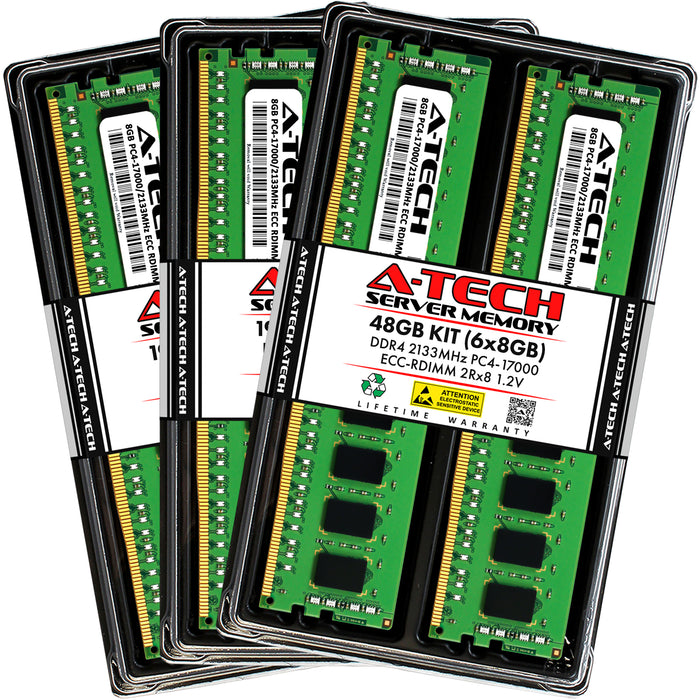 48GB Kit (6 x 8GB) 2Rx8 DDR4-2133 PC4-17000R RDIMM ECC Registered 1.2V 288-Pin Server Memory RAM