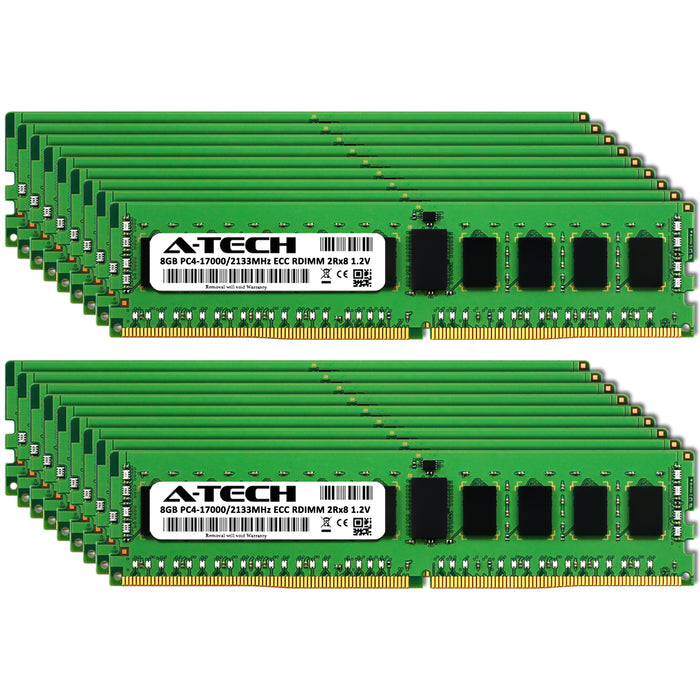144GB Kit (18 x 8GB) 2Rx8 DDR4-2133 PC4-17000R RDIMM ECC Registered 1.2V 288-Pin Server Memory RAM
