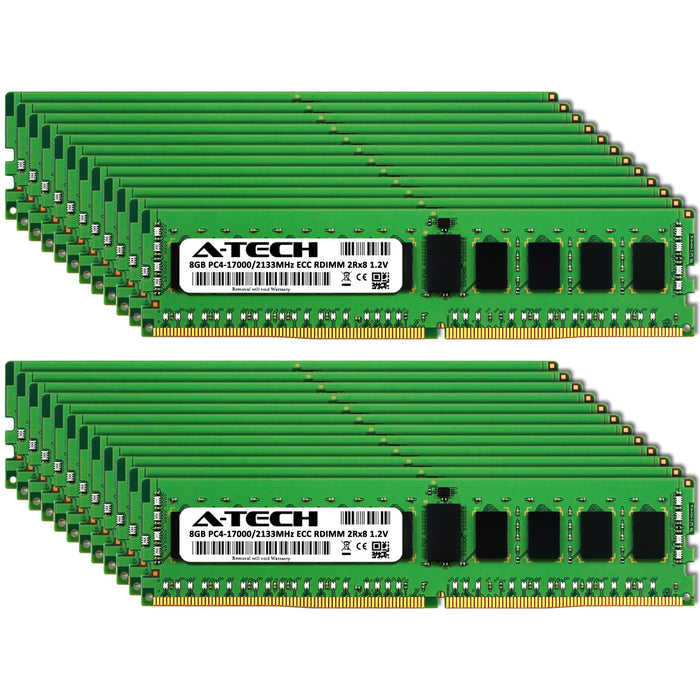 192GB Kit (24 x 8GB) 2Rx8 DDR4-2133 PC4-17000R RDIMM ECC Registered 1.2V 288-Pin Server Memory RAM