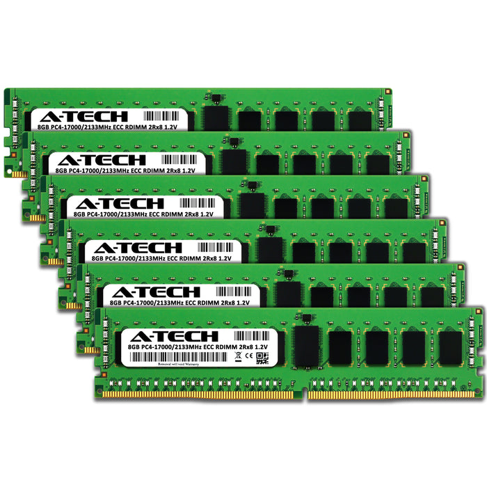 48GB Kit (6 x 8GB) 2Rx8 DDR4-2133 PC4-17000R RDIMM ECC Registered 1.2V 288-Pin Server Memory RAM