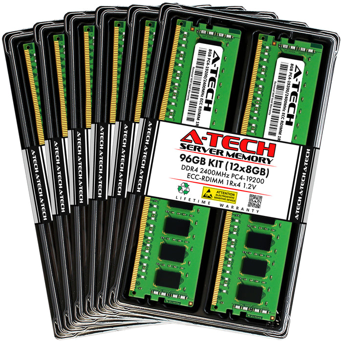 96GB Kit (12 x 8GB) 1Rx4 DDR4-2400 PC4-19200R RDIMM ECC Registered 1.2V 288-Pin Server Memory RAM