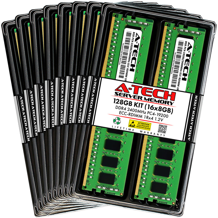 128GB Kit (16 x 8GB) 1Rx4 DDR4-2400 PC4-19200R RDIMM ECC Registered 1.2V 288-Pin Server Memory RAM