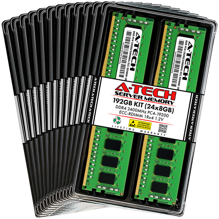 192GB Kit (24 x 8GB) 1Rx4 DDR4-2400 PC4-19200R RDIMM ECC Registered 1.2V 288-Pin Server Memory RAM