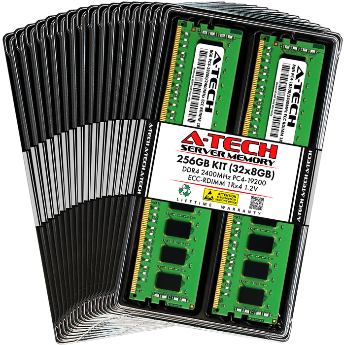 256GB Kit (32 x 8GB) 1Rx4 DDR4-2400 PC4-19200R RDIMM ECC Registered 1.2V 288-Pin Server Memory RAM