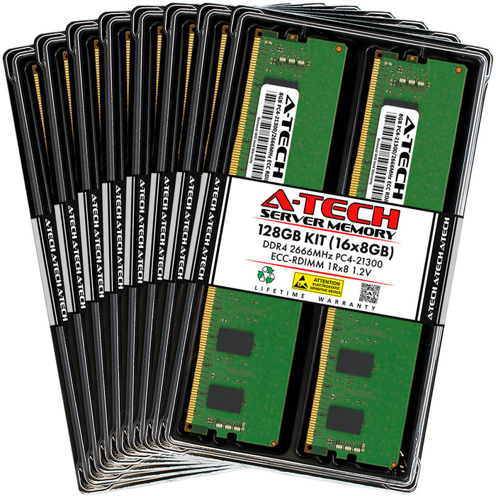 128GB Kit (16 x 8GB) 1Rx8 DDR4-2666 PC4-21300R RDIMM ECC Registered 1.2V 288-Pin Server Memory RAM