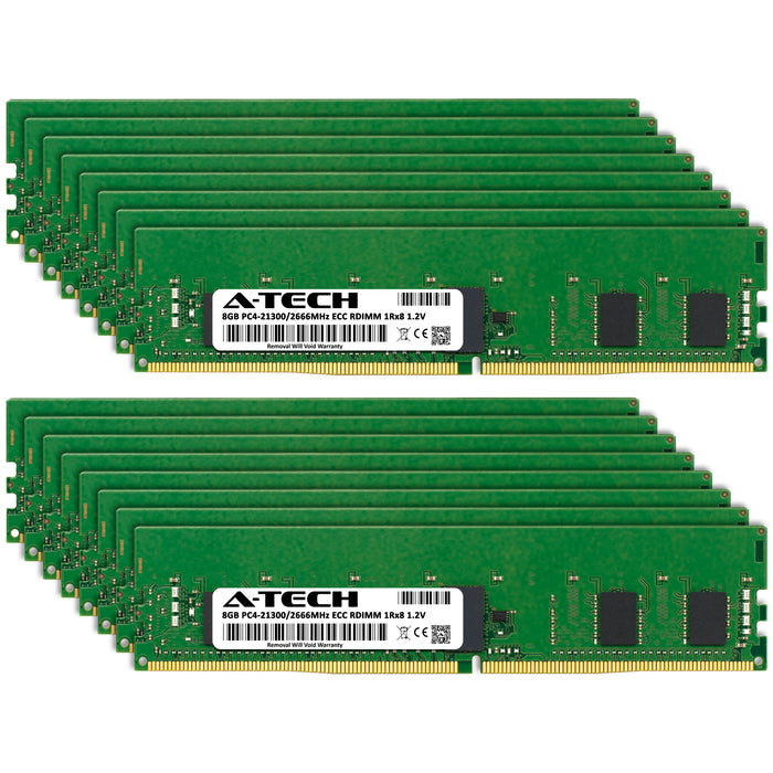 128GB Kit (16 x 8GB) 1Rx8 DDR4-2666 PC4-21300R RDIMM ECC Registered 1.2V 288-Pin Server Memory RAM