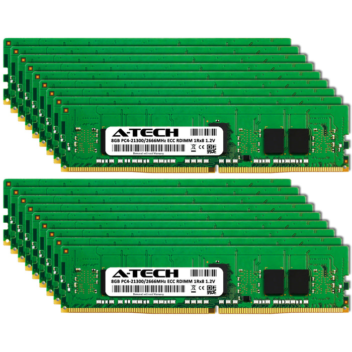 144GB Kit (18 x 8GB) 1Rx8 DDR4-2666 PC4-21300R RDIMM ECC Registered 1.2V 288-Pin Server Memory RAM