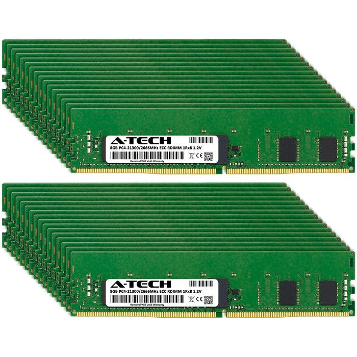 256GB Kit (32 x 8GB) 1Rx8 DDR4-2666 PC4-21300R RDIMM ECC Registered 1.2V 288-Pin Server Memory RAM