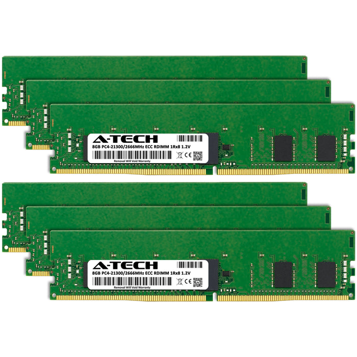 48GB Kit (6 x 8GB) 1Rx8 DDR4-2666 PC4-21300R RDIMM ECC Registered 1.2V 288-Pin Server Memory RAM