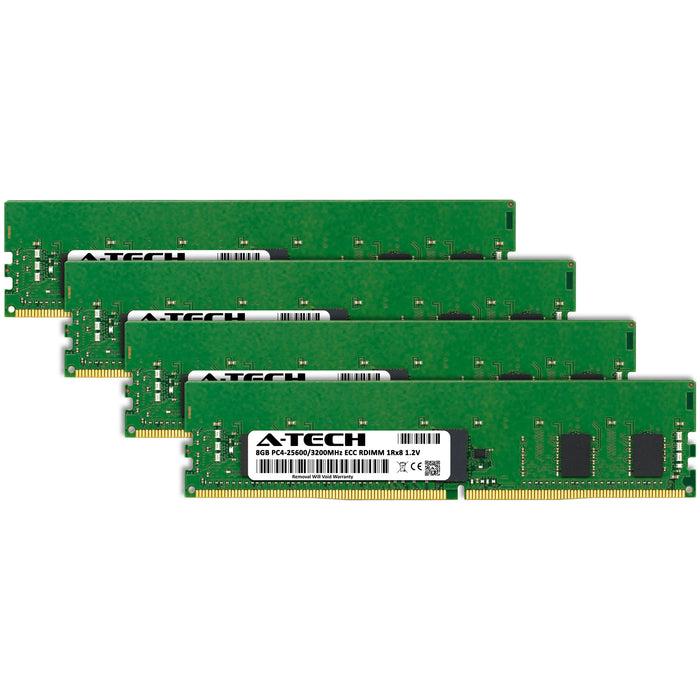32GB Kit (4 x 8GB) 1Rx8 DDR4-3200 PC4-25600R RDIMM ECC Registered 1.2V 288-Pin Server Memory RAM