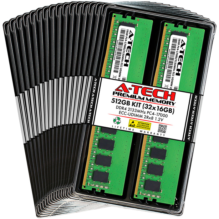 512GB Kit (32 x 16GB) 2Rx8 DDR4-2133 PC4-17000E UDIMM ECC Unbuffered 1.2V 288-Pin Server Memory RAM
