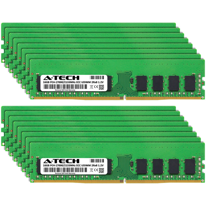 256GB Kit (16 x 16GB) 2Rx8 DDR4-2133 PC4-17000E UDIMM ECC Unbuffered 1.2V 288-Pin Server Memory RAM