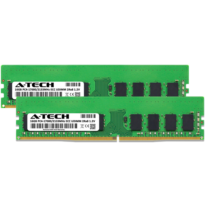 32GB Kit (2 x 16GB) 2Rx8 DDR4-2133 PC4-17000E UDIMM ECC Unbuffered 1.2V 288-Pin Server Memory RAM