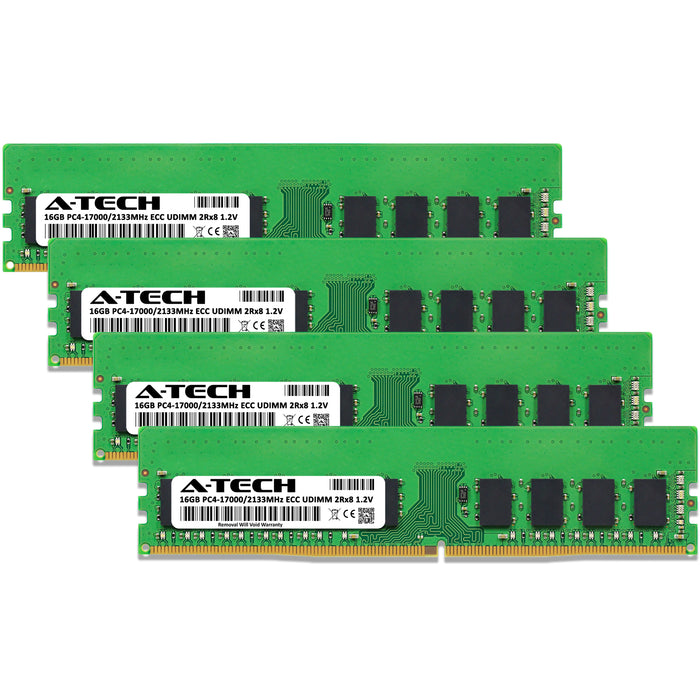 64GB Kit (4 x 16GB) 2Rx8 DDR4-2133 PC4-17000E UDIMM ECC Unbuffered 1.2V 288-Pin Server Memory RAM
