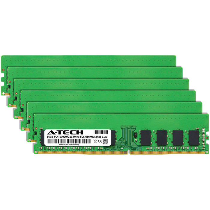 96GB Kit (6 x 16GB) 2Rx8 DDR4-2133 PC4-17000E UDIMM ECC Unbuffered 1.2V 288-Pin Server Memory RAM