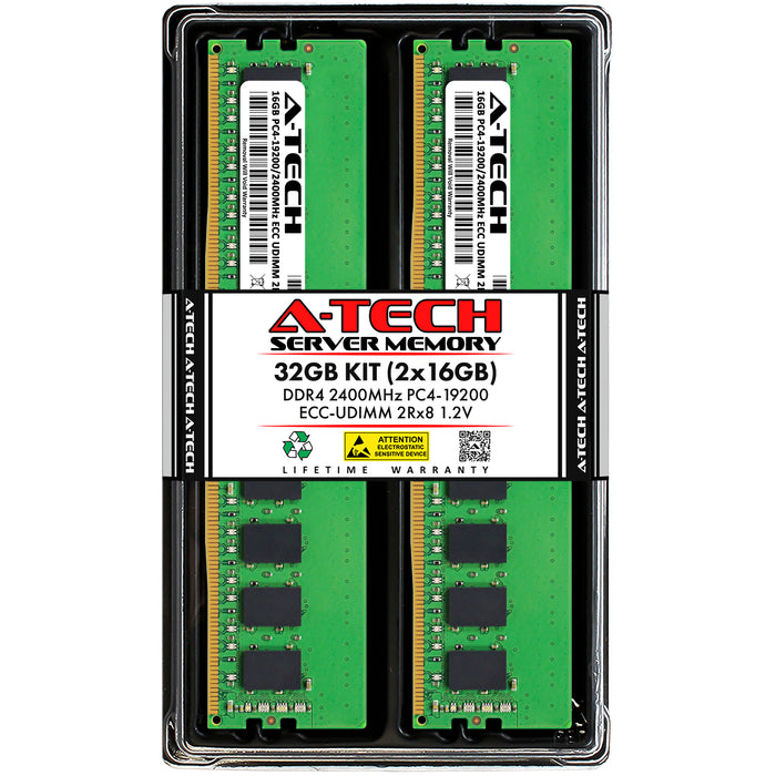 32GB Kit (2 x 16GB) 2Rx8 DDR4-2400 PC4-19200E UDIMM ECC Unbuffered 1.2V 288-Pin Server Memory RAM