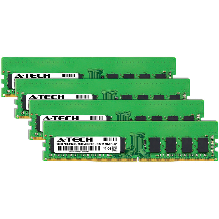 64GB Kit (4 x 16GB) 2Rx8 DDR4-2400 PC4-19200E UDIMM ECC Unbuffered 1.2V 288-Pin Server Memory RAM